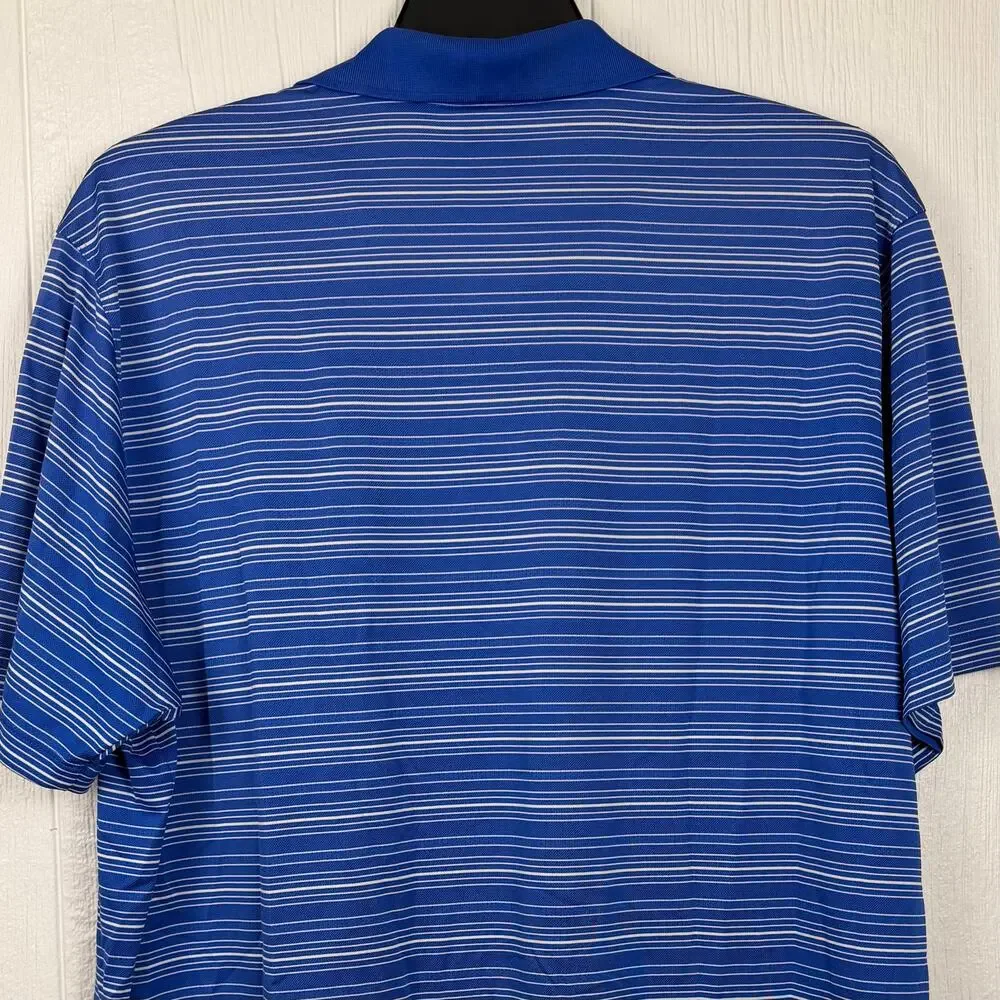NikeGolf Dri-Fit Polo shirt men’s 2XL blue/ white stripe Really nice Shirt.
